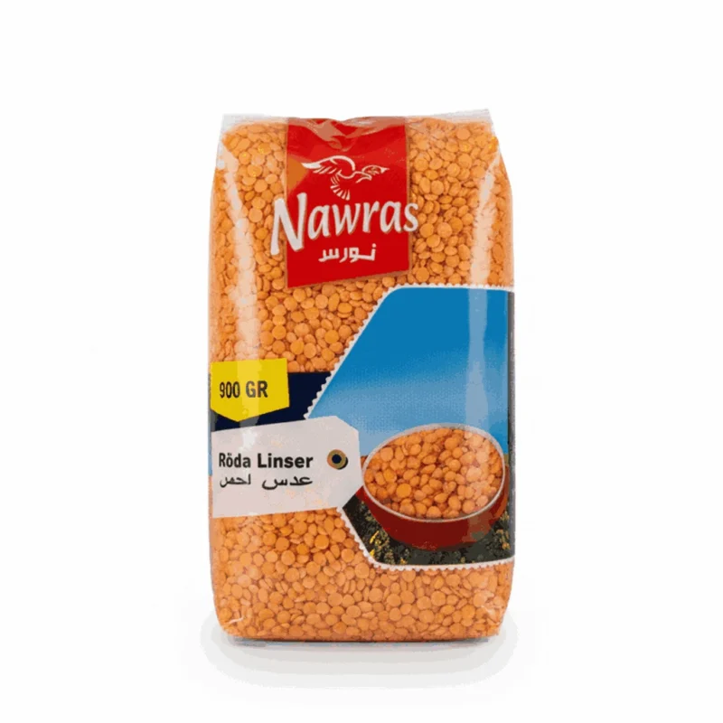 Nawras 900 gr kluvna röda linser 1x10